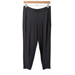 Eileen Fisher Black Viscose Tapered Leg Pants Medium Pull On Sustainable Comfort